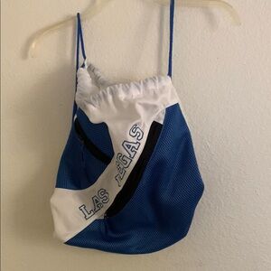 Las Vegas Blue and White Drawstring Backpack